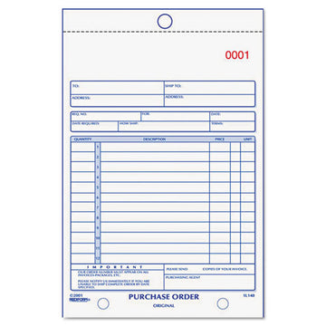 Rediform® Purchase Order Book, Three-part Carbonless, 5.5 X 7.88, 1-page, 50 Forms freeshipping - TVN Wholesale
